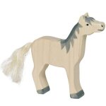 Figurine en bois animaux de la ferme cheval blanc 13cm holztiger -