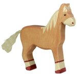 Figurine en bois animaux de la ferme le cheval debout 15cm