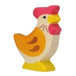 Figurine en bois animaux de la ferme poule debout holztiger 7cm -