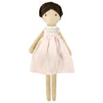 Grande poupée lin robe de mousseline becky 40 cm coton bio albetta® - Grande poupée lin robe de mousseline becky 40 cm coton bio albetta® -