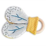 Hochet en bois et papier bruissant pollen 16cm coton bio doudou et Hochet en bois et papier bruissant pollen 16cm coton bio doudou et