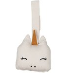 Hochet fabelab licorne blanche & miel 10cm  clipser coton bio gots