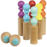 Jeu de quilles en bois naturel 6 quilles color�es retro vilac� - j