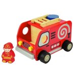 Jouets en bois camion pompiers i'm toy - porteur en bois