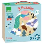 Jouet en bois coffret 3 puzzles 16 pcs terre - mer - ciel vilac -