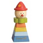 Jouets en bois  empiler clown chapeau rouge everearth - jouets bois