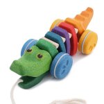 Jouet en bois planwood alligator � tirer arc - en - ciel 22cm plantoys� -