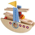 Jouets en bois toboggan � billes 'bateau � bascule' haba� - jouet ci