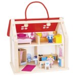 Jouet en bois valise maison de poupes avec accessoires goki - j