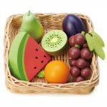 Jouet dinette en bois marchande panier osier fruits tender leaf