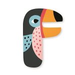 Lettre 'f' d�corative en bois animaux 7 cm vilac� par michelle c