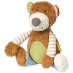 Peluche coton bio sigikid ours brun patchwork green 29 cm - doudou