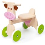 Porteur 4 roues trotteur vache scratch - porteur en bois