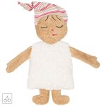 Poupe bouillotte cerises tissu ponge & robe blanche bonnet ray 2