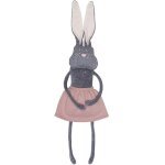 Poupe doudou peluche lapin jupe rose wooly organic coton bio 30 cm