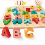 Puzzle en bois alphabet 26 majuscules chunky hape - jouets hape