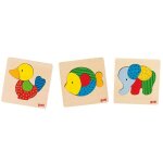 Puzzles goki animaux 3 pices - jouets en bois