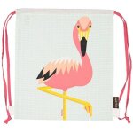 Sac de gym maternelle vert d'eau flamant rose - coq en pte