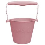 Seau de plage enfant en silicone vieux rose scrunch� - jouets de plage