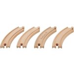 Set de 4 rails courbes pour circuit petits trains en bois