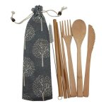 Set couverts nomade z�ro d�chet bambou arbre gris - ekoimport