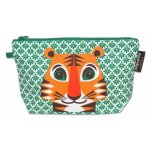 Trousse colier verte  soufflet coton bio coq en pte illustration