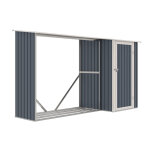 Abri bûches métal et remise, anthracite, avec kit d'ancrage sol dur Abri bûches métal et remise, anthracite, avec kit d'ancrage sol dur