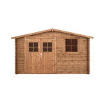Abri de jardin bois 14m, ep. 28mm kiwi bois trait autoclave