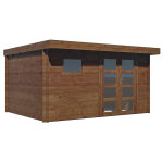Abri de jardin bois ep. 28mm, 12m trait autoclave, toit plat ubac