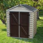 Abri de jardin en rsine 2, 8m skylight 6x5 beige brun avec plancher