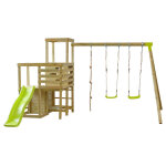 Aire de jeux en bois avec toboggan et escalade koudou