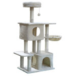 Arbre  chat 4 plateformes gris clair, hauteur 129 cm hope