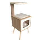 Arbre  chat design 1 plateforme en bois hauteur 92 cm plume