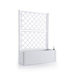 Bac  fleurs rectangle avec treillis deluxe 90l l 100 cm blanc
