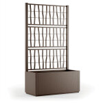 Bac  fleurs rectangulaire avec treillis ethica 80l gris