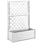 Bac  fleurs rectangulaire avec treillis italia l100cm 80l blanc