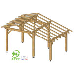 Carport bois autoport 18 m poteaux 14 x 14 cm trait autoclave