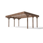 Carport bois autoport 2 voitures elmut 30m toit pvc poteaux 12cm