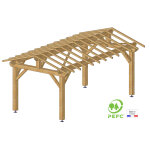 Carport bois autoport 22 m poteaux 14x14 cm trait autoclave