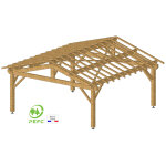 Carport bois autoport 30 m poteaux 18 x 18 cm