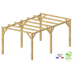 Carport bois autoport lome 15 m poteaux 13. 5 x 13. 5 cm