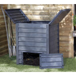 Composteur 600l thermo wood anthracite avec grille de fond