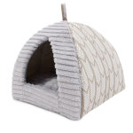 Couchage pour chat 40cm gris perle tipi et motifs flche