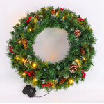 Couronne de nol artificielle dcore 30 led diamtre 60 cm klim