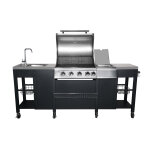 Cuisine extrieure avec barbecue  gaz 4 feux et rchaud kansas