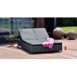 Double bain de soleil aluminium anthracite et gris galet lanta Double bain de soleil aluminium anthracite et gris galet lanta