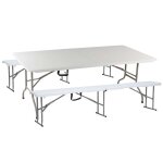 Ensemble de pique nique 180cm: 1 table et 2 bancs pliants