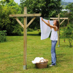 Étendoir à linge 20m en bois traité fsc hauteur 1. 80m poteaux 7x7cm Étendoir à linge 20m en bois traité fsc hauteur 1. 80m poteaux 7x7cm