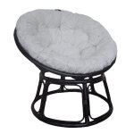 Fauteuil de jardin en rotin noir avec coussin en polyester papasan