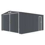 Garage en métal 16 m2 et kit d'ancrage inclus gris anthracite Garage en métal 16 m2 et kit d'ancrage inclus gris anthracite
